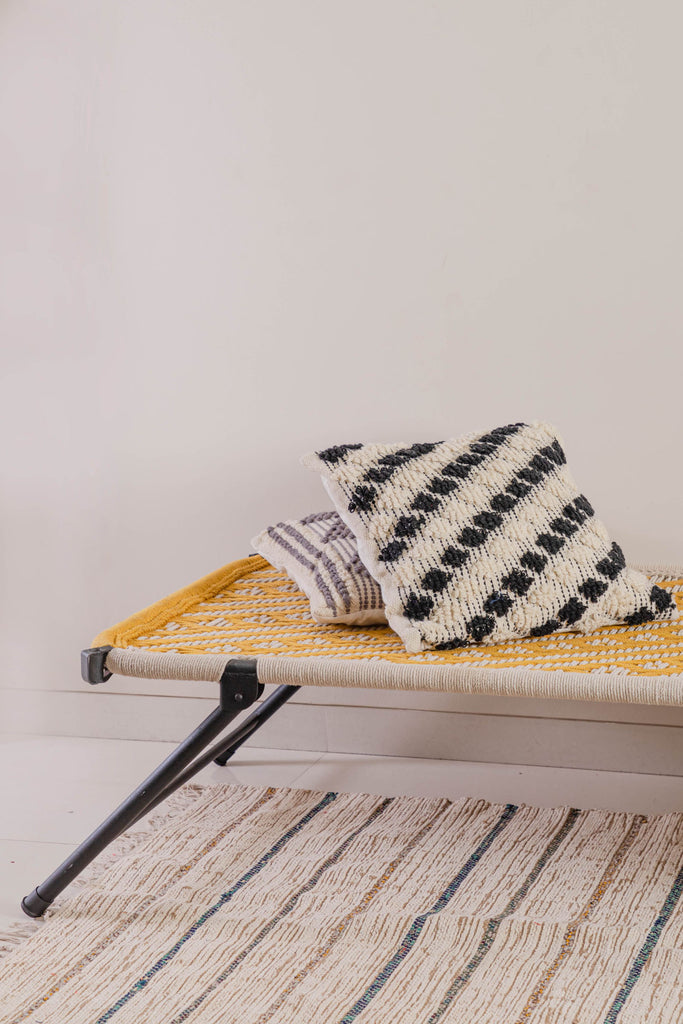 Recycled Cotton Hand Strapped Mustard Day Bed | Birch&Yarn