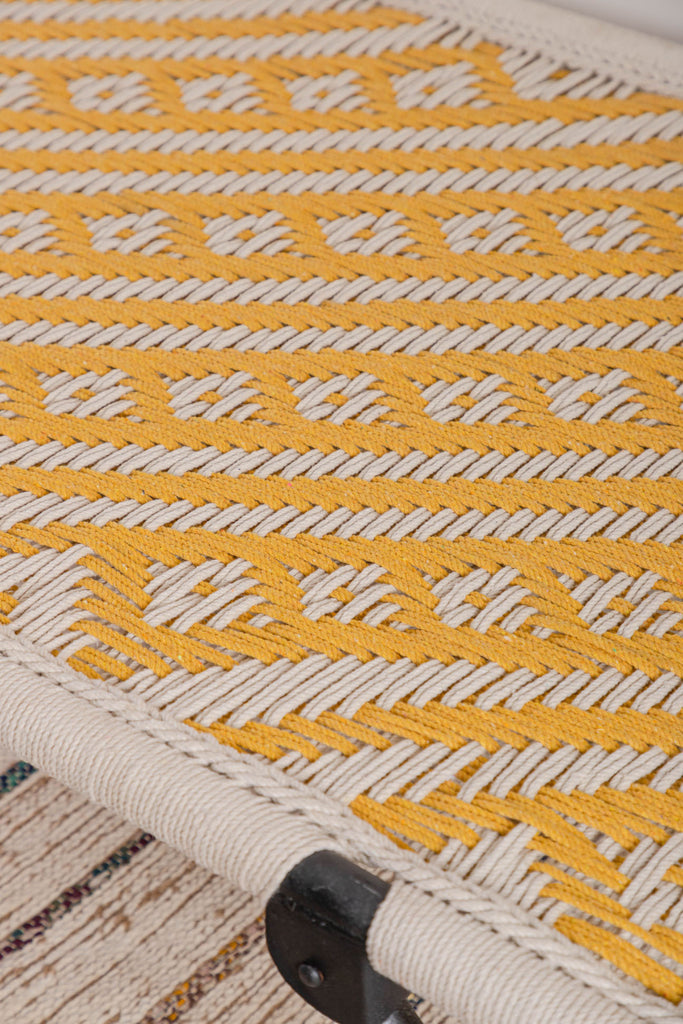 Recycled Cotton Hand Strapped Mustard Day Bed | Birch&Yarn