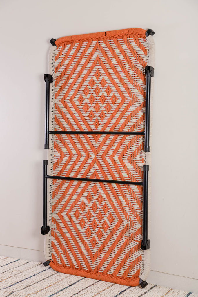 Recycled Cotton Hand Strapped Orange Day Bed | Birch&Yarn