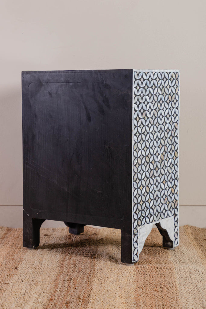 Black Mother of Pearl Bedside Table