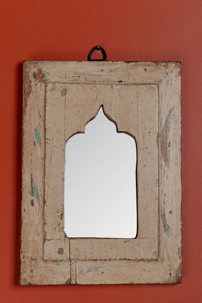 Brown Vintage Arched Wooden Mirror 