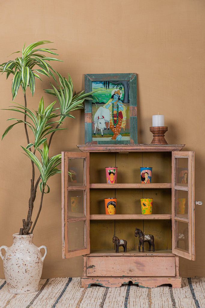 Peach Vintage Wall Display Cabinet