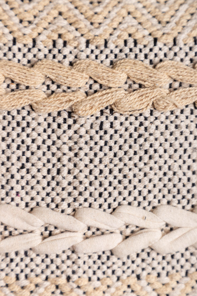 Hand Embroidered Beige Cotton Cushion Cover | Birch&Yarn