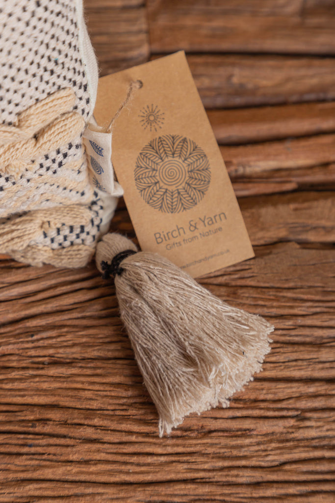 Hand Embroidered Beige Cotton Cushion Cover | Birch&Yarn