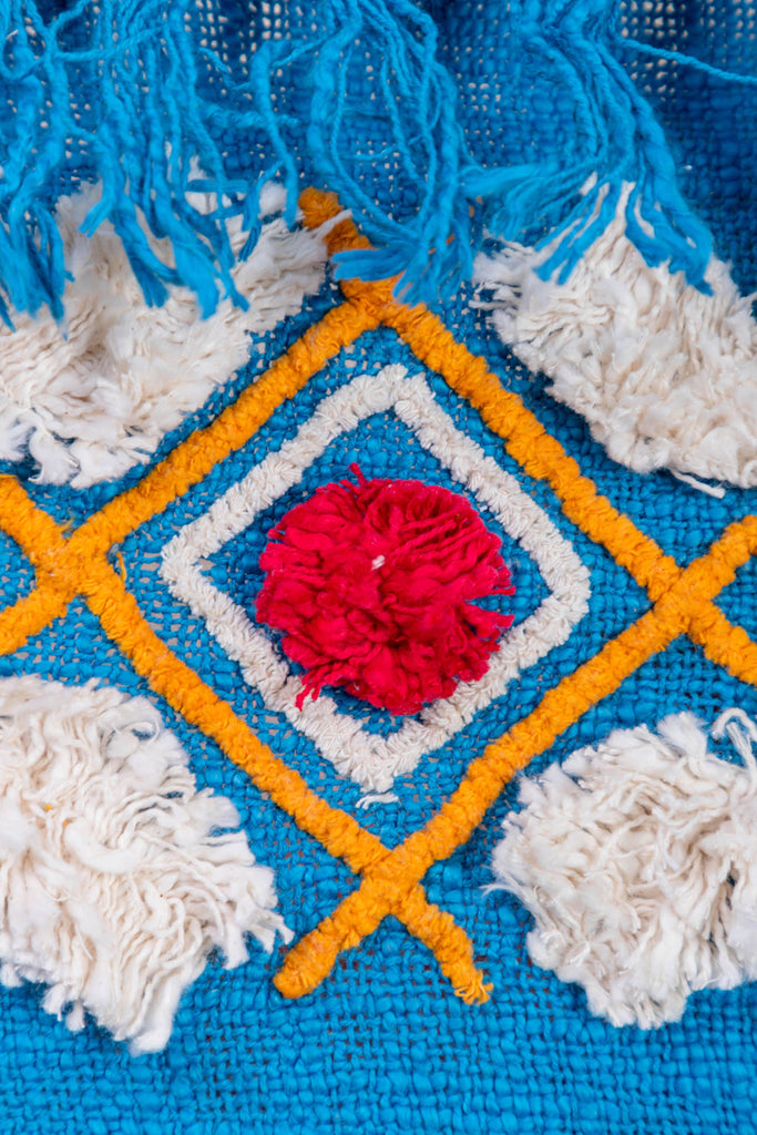 Ayoub Sky Blue Throw with Tufting and Embroidery