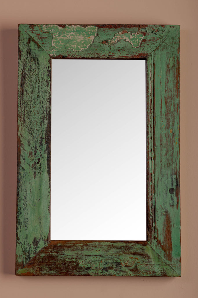 Antique Green Rectangular Mirror