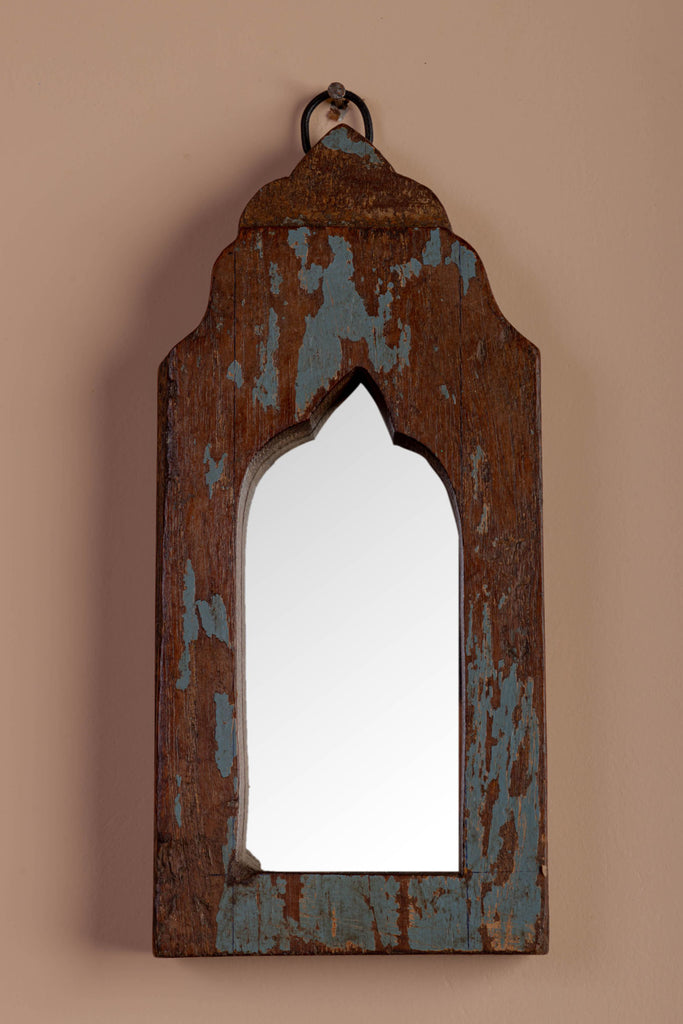 Grey-Brown Vintage Arched Wooden Mirror