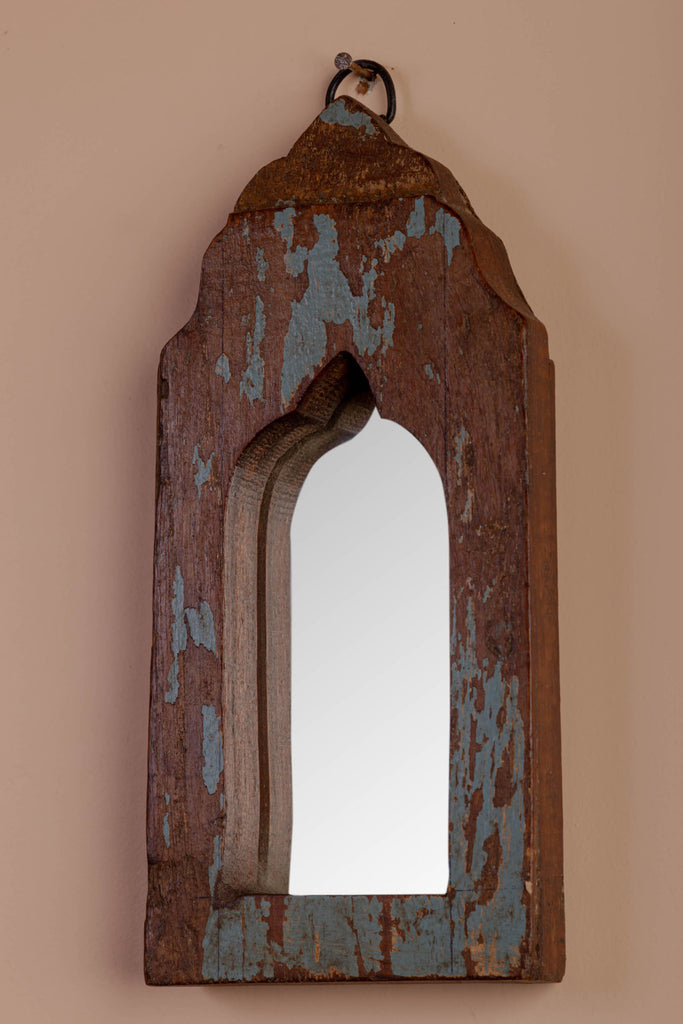 Grey-Brown Vintage Arched Wooden Mirror