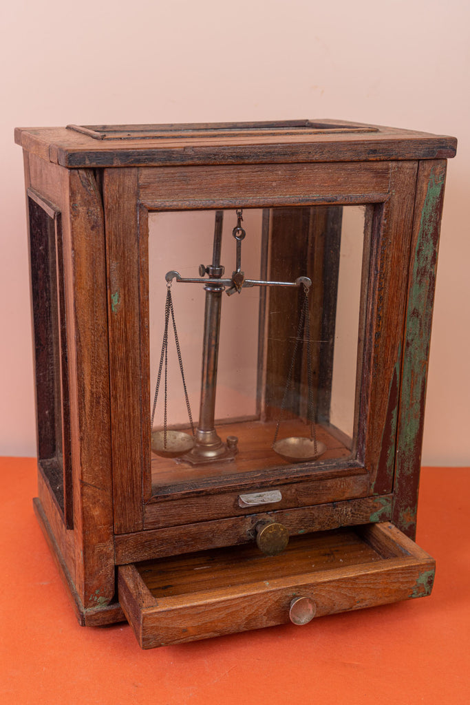 Antique Jeweller Wooden Weighing Scale