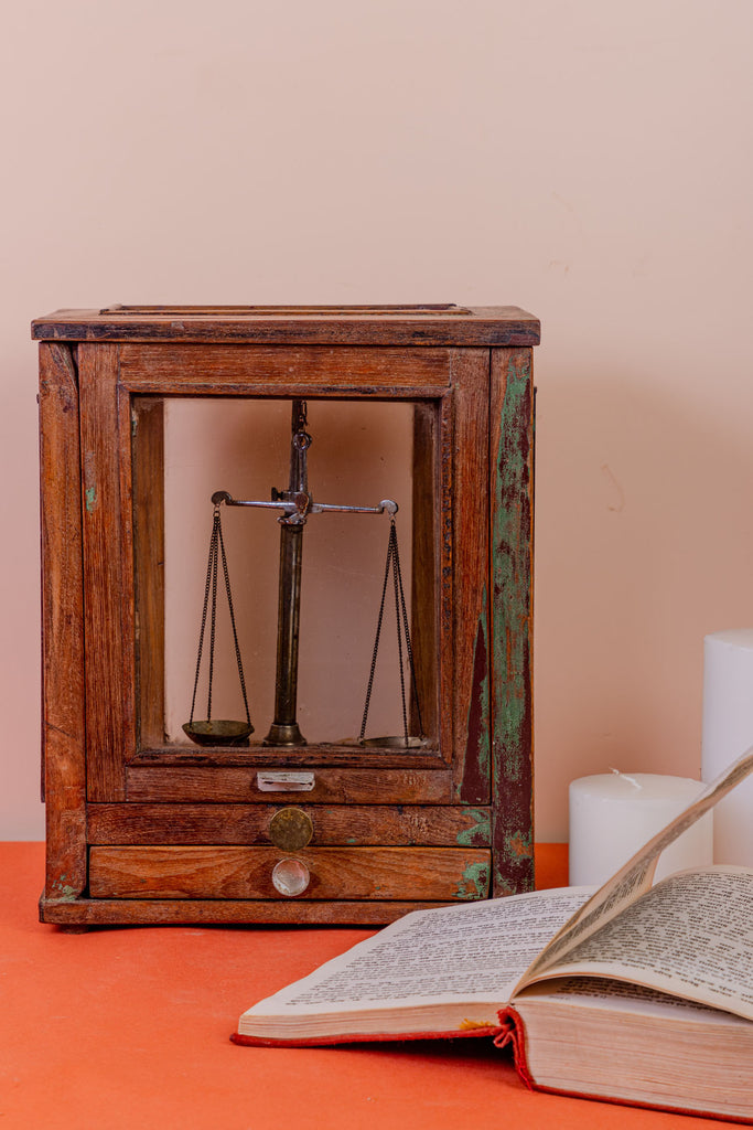 Antique Jeweller Wooden Weighing Scale
