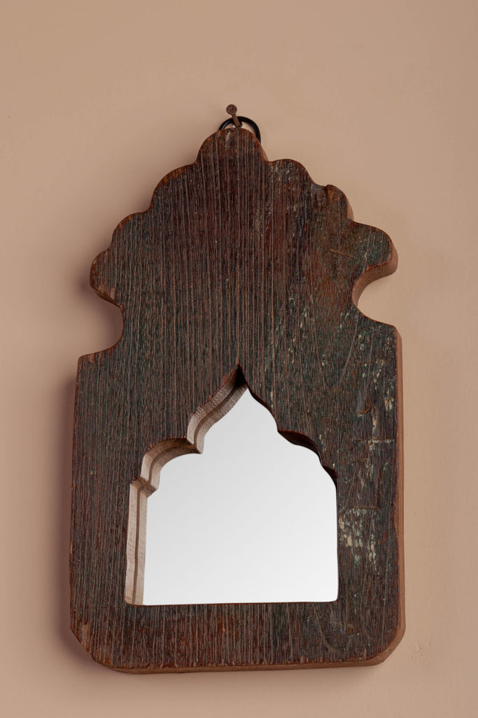 Chocolate Brown Vintage Arched Wooden Mirror