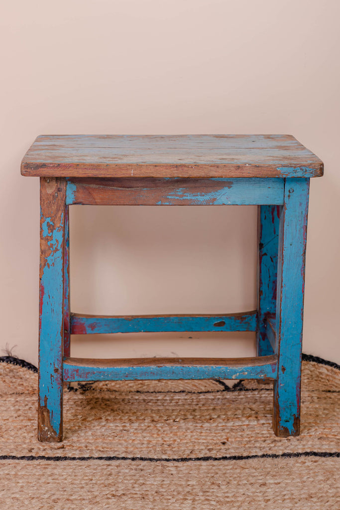 Brown-Blue Antique Side Table
