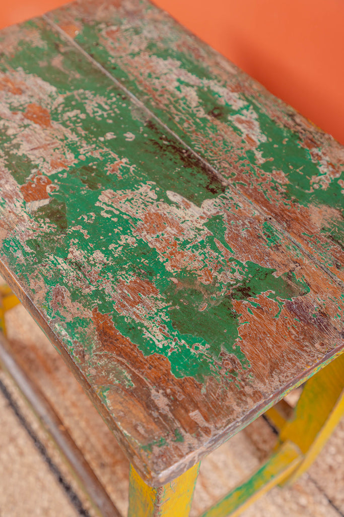Yellow Greenish Rusty Vintage Side Table