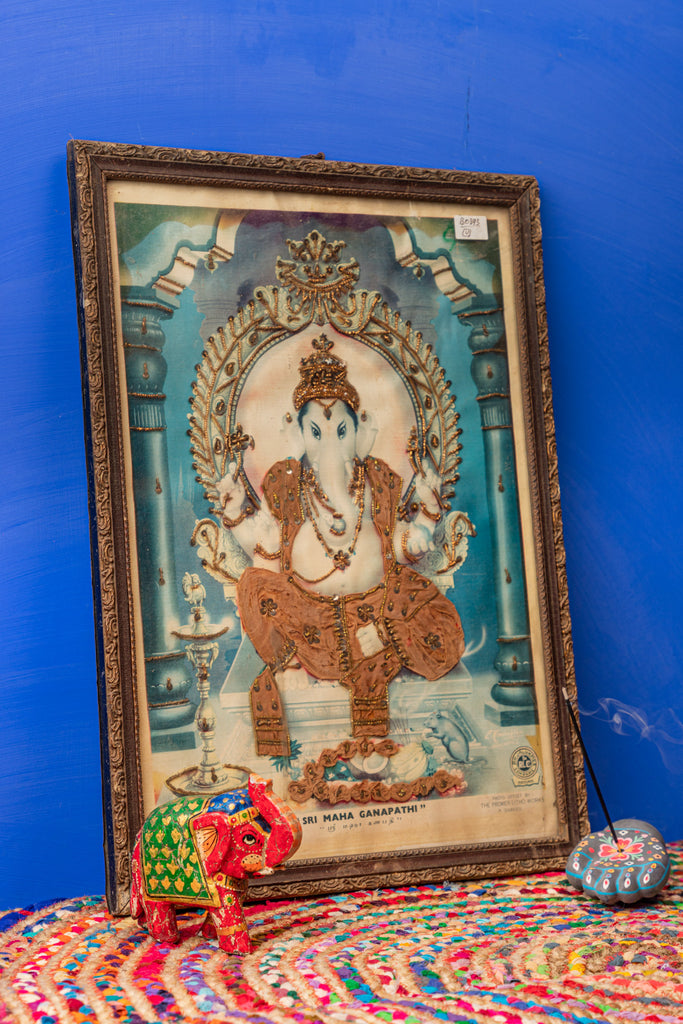 Lord Ganesha Vintage Indian Sacred Painting