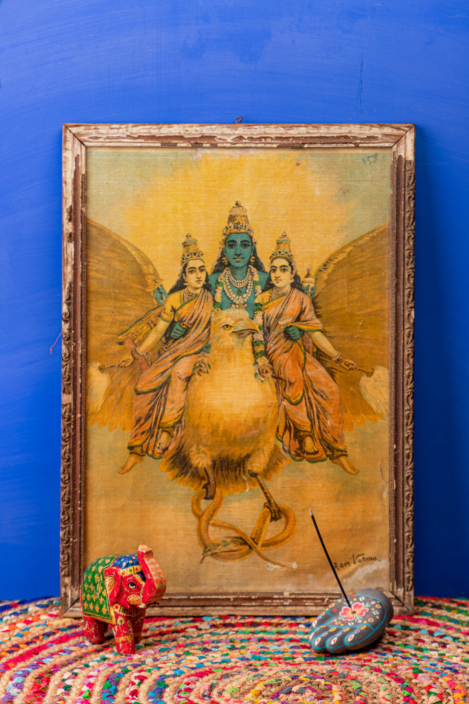  Vishnu Vintage Indian Sacred Painting