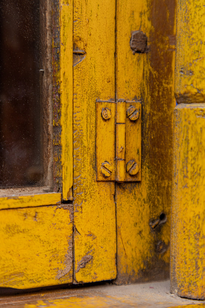 Yellow Vintage Wooden Mandir