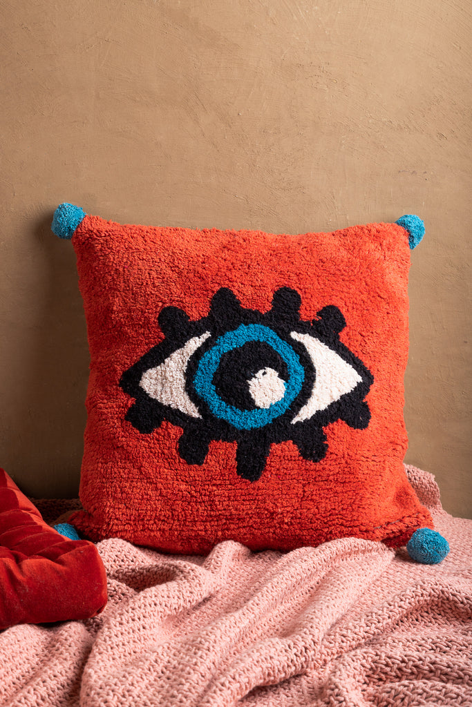 Orange Recycled Hand Tufted Cotton Cushion Cover