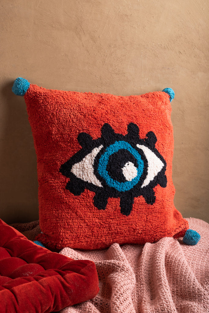Orange Recycled Hand Tufted Cotton Cushion Cover