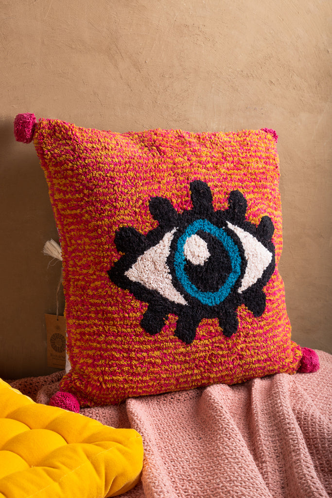 Multicolor Recycled Hand Tufted Cotton Cushion Cover