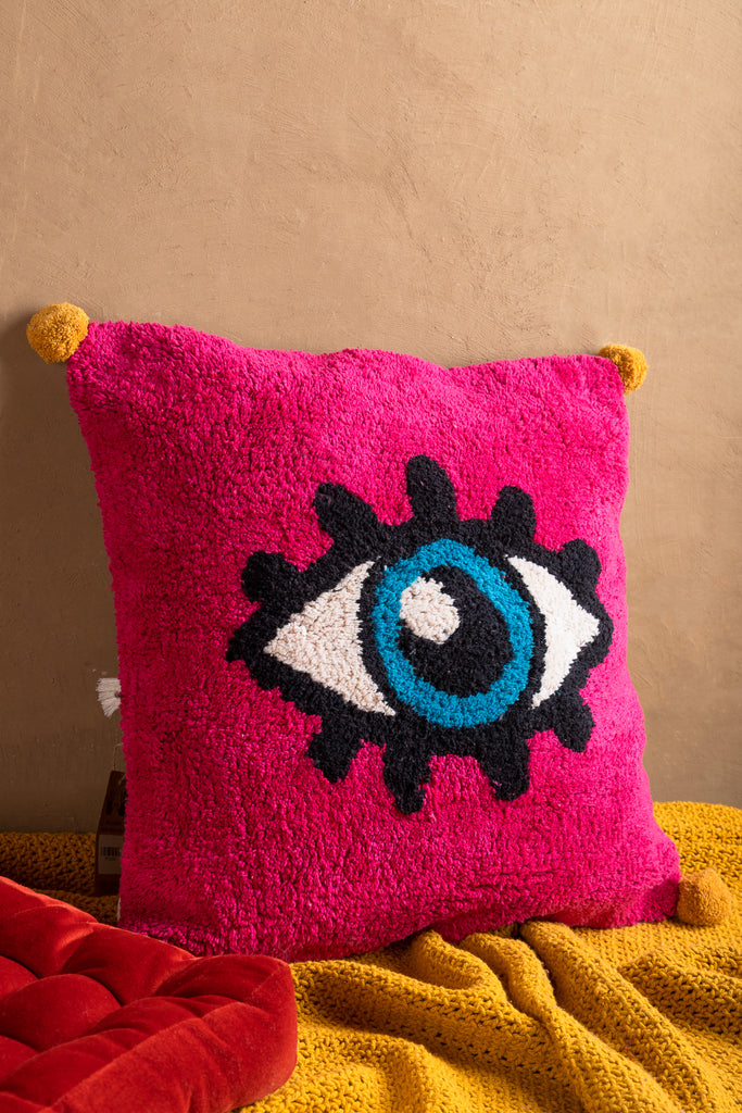 Pink Recycled Hand Tufted Cotton Cushion Cover