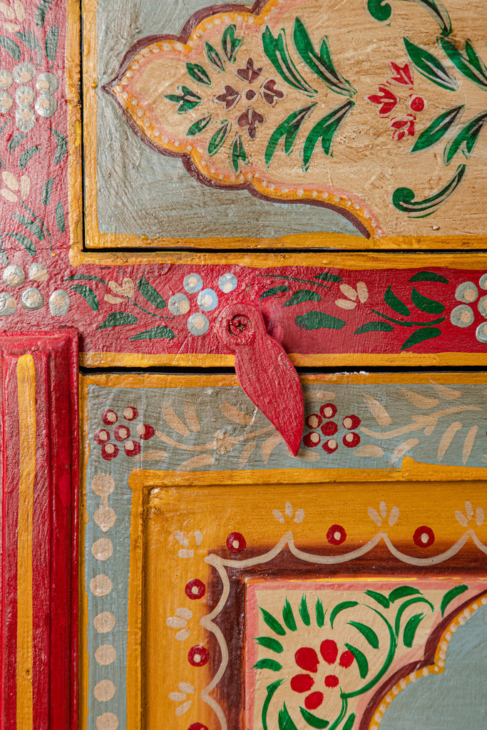 Rajasthani Hand Painted Wooden Cabinet