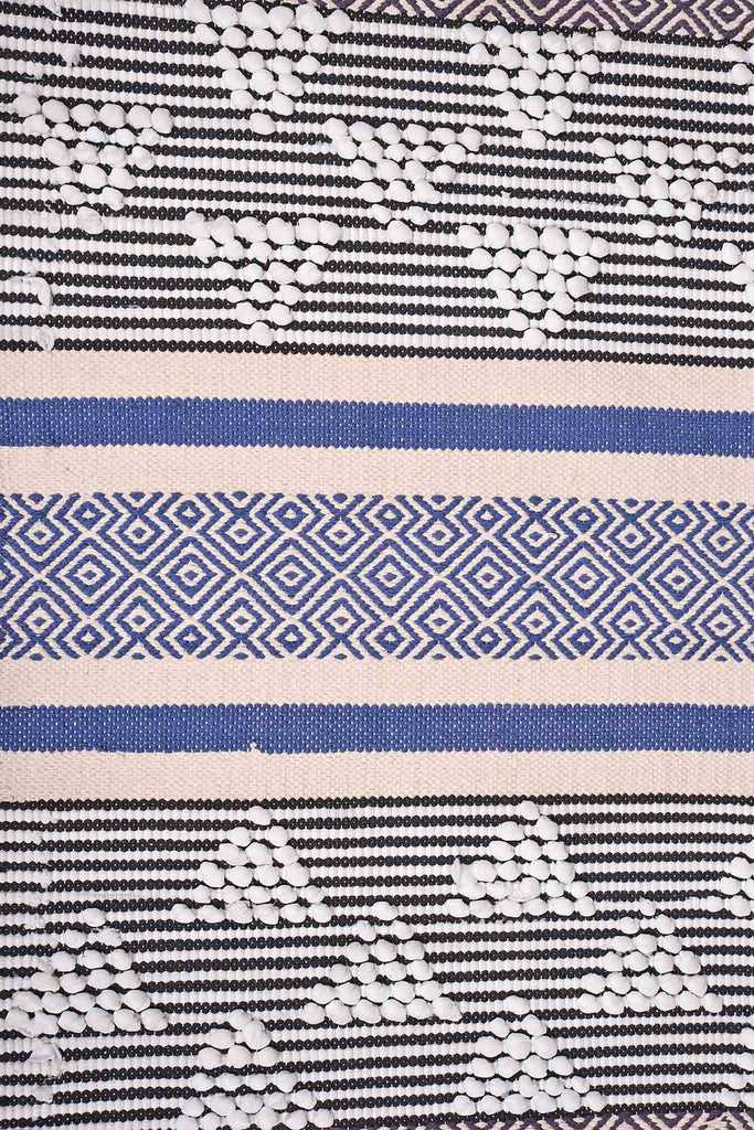 Luvih Cotton Woven Boho Rug with Bobble