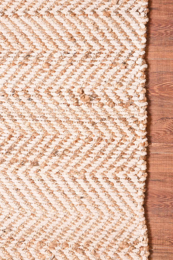 Zig-Zag Recycled Cotton Rug with Sustainable Jute