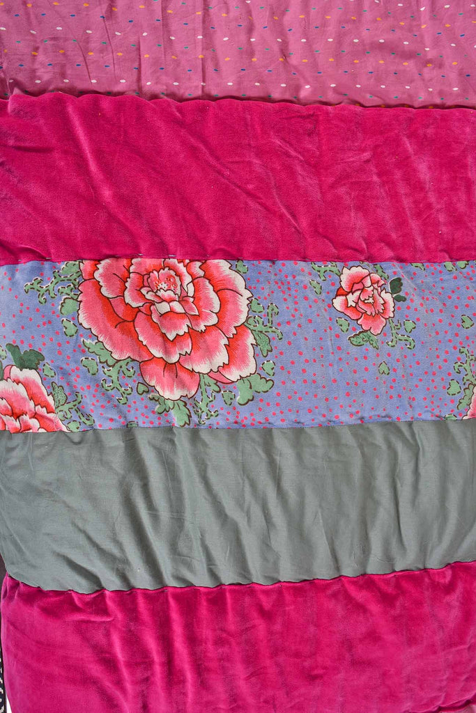 Big Floral Patch Cotton Velvet Quilt