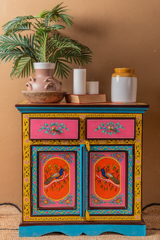 Passerine Hand Painted Wooden Cabinet
