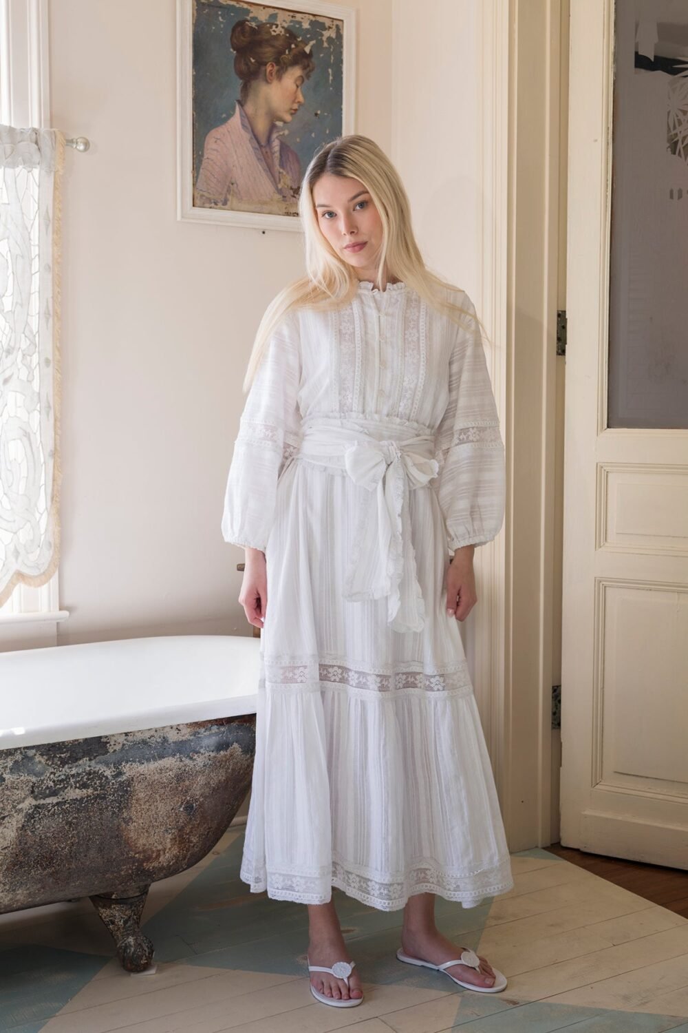 SUE SARTOR Flounce | White Cotton Floral Lace