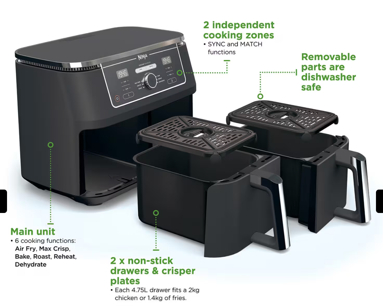 Ninja Foodi MAX Dual Zone Air Fryer AF400UK - Image 6